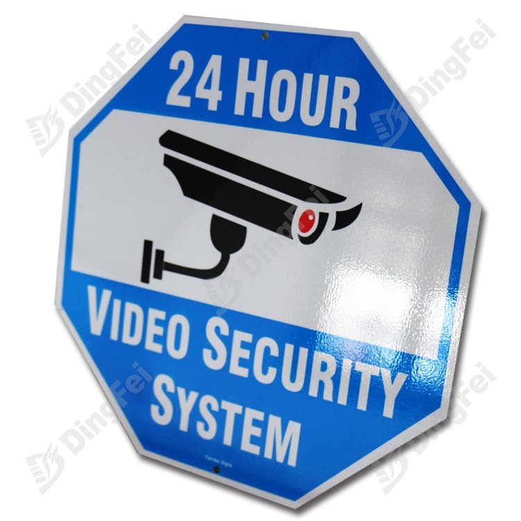 24 Hour Video Surveillance Aluminum Reflective Warning Sign - 